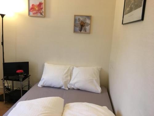 a bed with white pillows in a room at Studio Quartier Latin in Paris