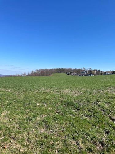 a field of grass with a blue sky in the background at Wunderschöne 2,5 - Zimmer- Ferienwohnung mit Terrasse und Fernblick im Vordertaunus in Schmitten