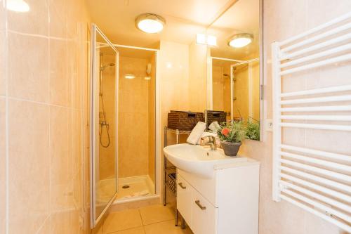 une salle de bain avec un lavabo et une douche dans l'établissement VICTOR HUGO AP4159 Nice, by Riviera Holiday Homes, à Nice