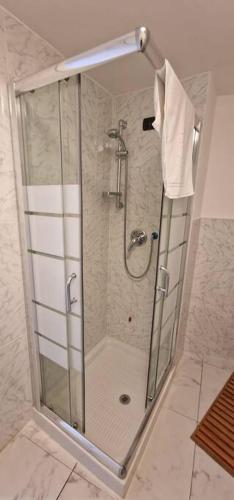 a shower with a glass door in a bathroom at Residence Jolly in Milan