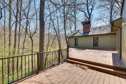 a porch of a house with a fence at Spacious Prospect Cottage with Deck and Scenic Views in Prospect