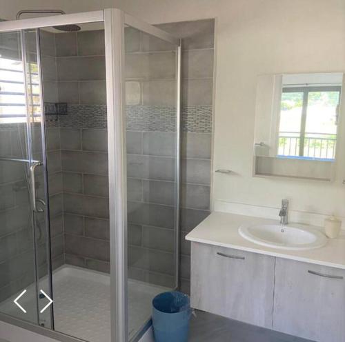 a bathroom with a shower and a sink at 2 Bedroom House in Discovery Bay