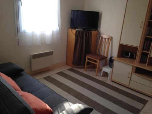 Televízia a/alebo spoločenská miestnosť v ubytovaní Appartement Villers-sur-Mer, 1 pièce, 2 personnes - FR-1-712-1