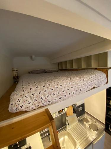 a bunk bed in a small room with a sink at Studio Juan les Pins 06 - centre ville - plage à 150m in Antibes