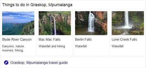 a screenshot of the waterfall page of a website at Horizon View Chalets in Graskop