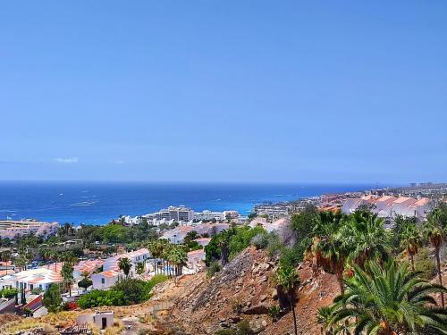 an aerial view of a city and the ocean at Super Luxury Apartment Ocean View Las Americas Costa Adeje in Adeje