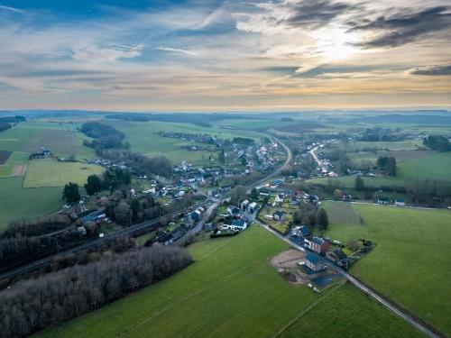 an aerial view of a small town in a field at Vakantiestudio Ciney in Chapois