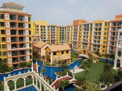 an aerial view of a resort with buildings at Venetian Signature Condominium in Jomtien Beach
