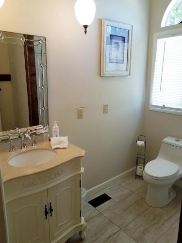 a bathroom with a sink and a toilet at Tuscan Manor in Eureka Springs