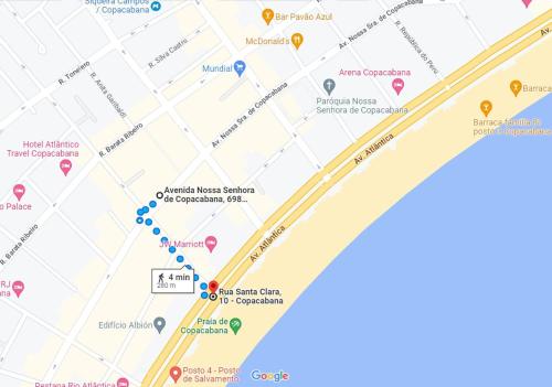 une carte du lieu de séjour en syracuse dans l'établissement AD12 - Apto a 4 min da praia - vista pro Cristo, à Rio de Janeiro