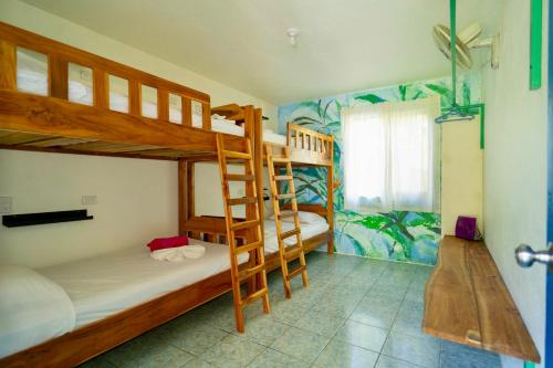 a bunk bed room with two bunk beds in it at Hostel Esperanza in Pavones