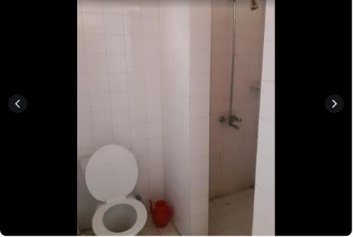 a bathroom with a white toilet and a shower at Arcadian 3Skies Gupis in Gupis