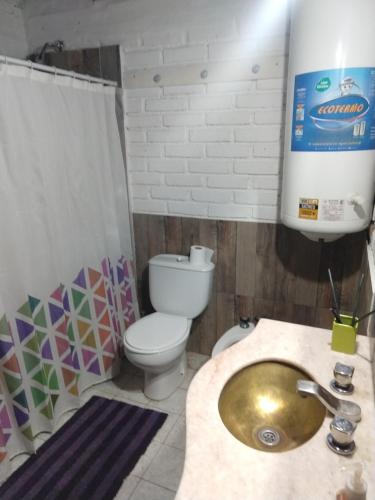 y baño con lavabo y aseo. en Casa Martín en Tunuyán
