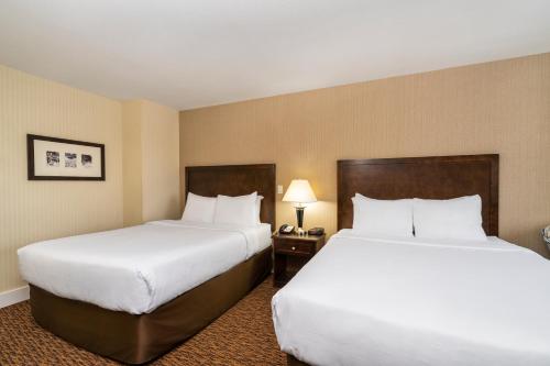 a hotel room with two beds and two lamps at Comfort Inn & Suites in Surrey