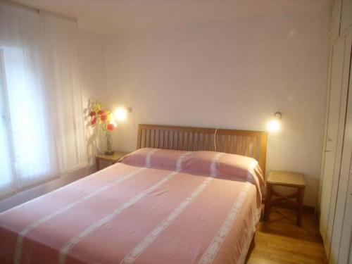 a bedroom with a large bed with a pink blanket at Calle Burchio in Grado