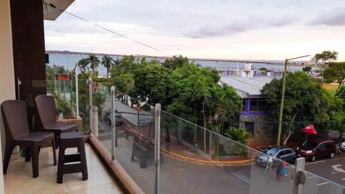a balcony with a view of a street at VB Home in Posadas