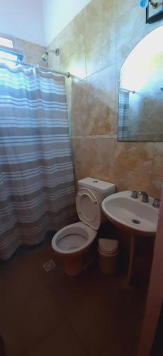 uma casa de banho com um WC e um lavatório em Sophenia em Agrelo