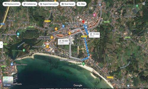 a map of a city with many attractions at Piso BOIRO PLAYA Robustiano in Boiro