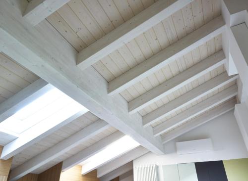 雷焦艾米利亞的住宿－B&B Sottotetto，享有建筑天花板的景色