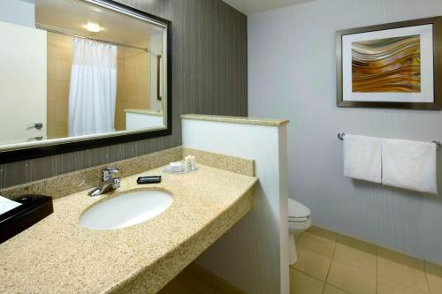 a bathroom with a sink and a toilet at Courtyard Dayton-University of Dayton in Dayton