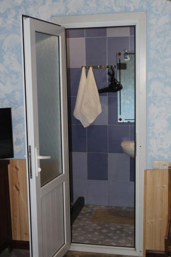 a bathroom with a shower with a glass door at Eco Garden Dilijan in Dilijan