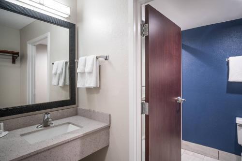 a bathroom with a sink and a mirror at Fairfield Inn & Suites Memphis I-240 & Perkins in Memphis