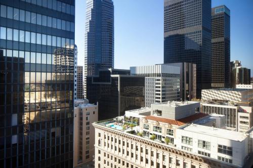 a view of a city skyline with tall buildings at Sheraton Grand Los Angeles in Los Angeles