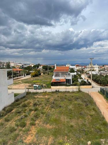a view from the roof of a building with a yard at Airport View Apartments in Artemida