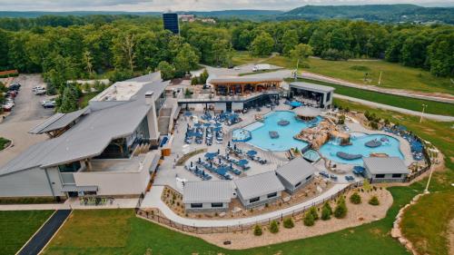 an aerial view of the pool at a resort at Nemacolin in Farmington
