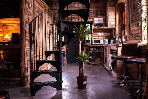 a room with a plant in the middle of a room at The Bristol Coach House in the heart of Bishopston in Bristol