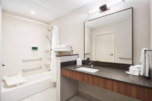 a bathroom with a sink and a mirror at Fairfield Inn & Suites Tampa Riverview in Riverview