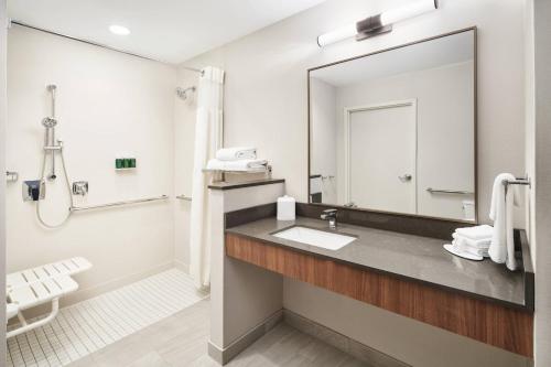 a bathroom with a sink and a mirror at Fairfield Inn & Suites Tampa Riverview in Riverview