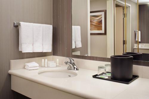 a bathroom with a sink and a mirror at Courtyard Toledo Rossford/Perrysburg in Rossford