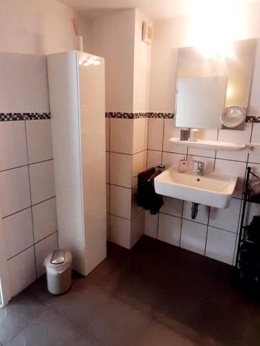 a bathroom with a sink and a toilet at Das AMBIENTE I - Komfortables Wohnerlebnis mit Moselromantik - Herzlich Willkommen - in Zell an der Mosel