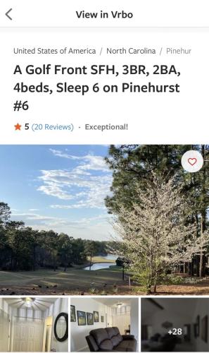 a collage of two pictures of a tree at Golf Front SFH, 3 BR, 2 BA, 4 beds, sleep 6 on Pinehurst #6 in Pinehurst