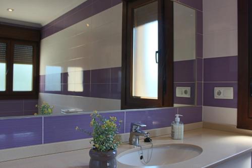 a bathroom with a sink and a mirror at Sensacional Casa en Gondomar in Gondomar
