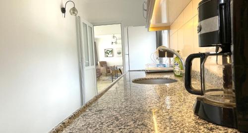 cocina con fregadero y encimera en Ozy Apart Bayındır, en Kas