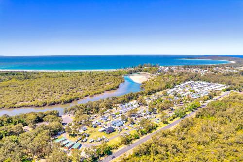 an aerial view of a resort next to a river at Ingenia Holidays South West Rocks in South West Rocks