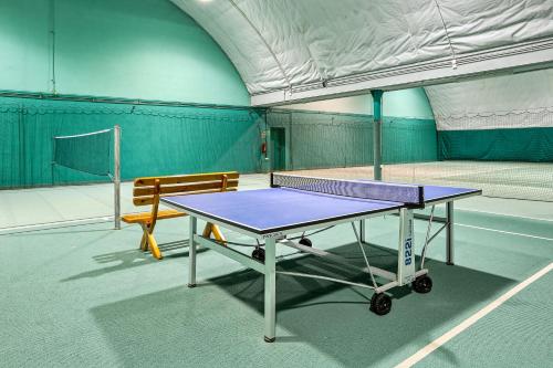a ping pong table on a tennis court at Hotel Tenis in Chrząstowice