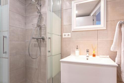 a bathroom with a shower and a sink at Rosa Marbella in Marbella