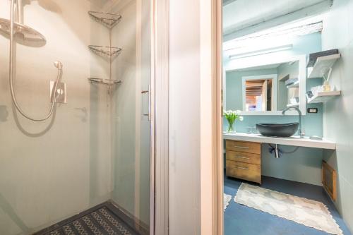 a bathroom with a shower and a sink at Casa S'anna in Cagliari