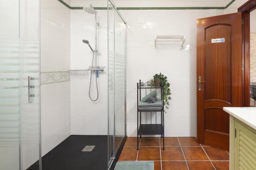 a shower in a bathroom with a glass shower stall at Apartment Los Olivos Heated Pool in Rincón de la Victoria