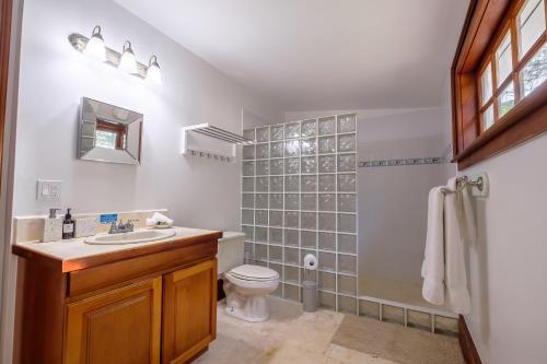 a bathroom with a toilet and a sink at Anil Mar in San Pedro