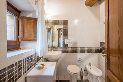 a bathroom with a toilet and a sink and a tub at Agriturismo La Ferrozzola in Castellina in Chianti