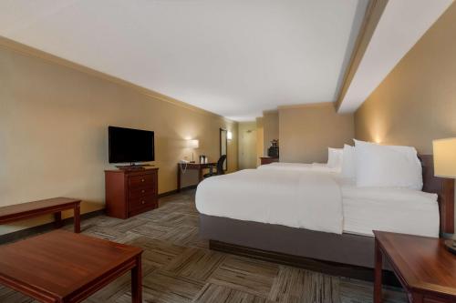 a hotel room with a large bed and a flat screen tv at Best Western Brantford Hotel and Conference Centre in Brantford
