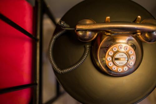 a close up of a ringing telephone at AB Hostel in Warsaw