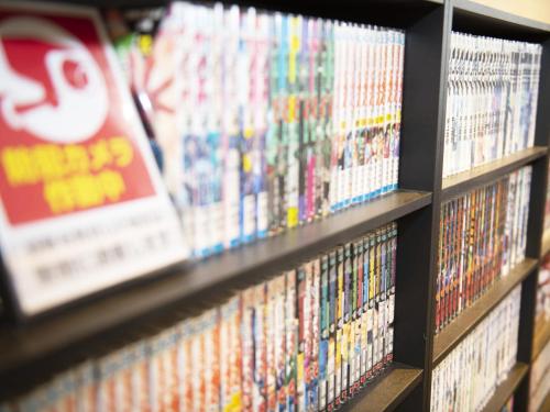 a row of video games on shelves in a store at Hotel Villa Fontaine Tokyo-hatchobori in Tokyo