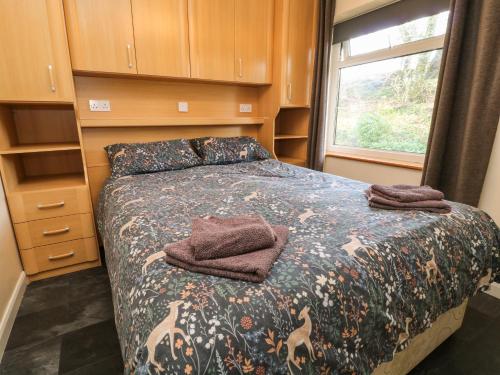 a bedroom with a bed and a window at 3 Rosecraddoc Lodge in Saint Cleer