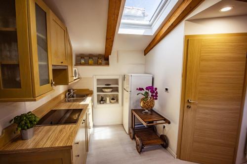 a kitchen with a sink and a refrigerator at Toncevi Eco Estate in Branik