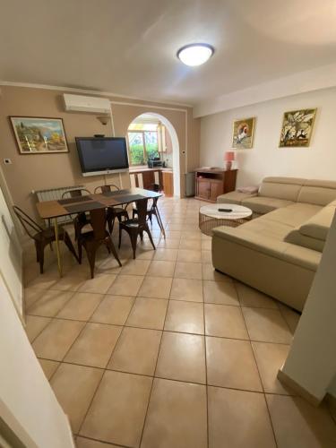 a living room with a couch and a table at Apartments Oliva in Poreč